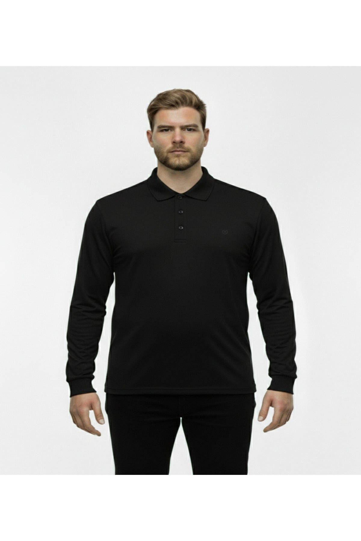 Büyük Beden Polo Yaka Yıkamalı Likralı Sweatshirt
