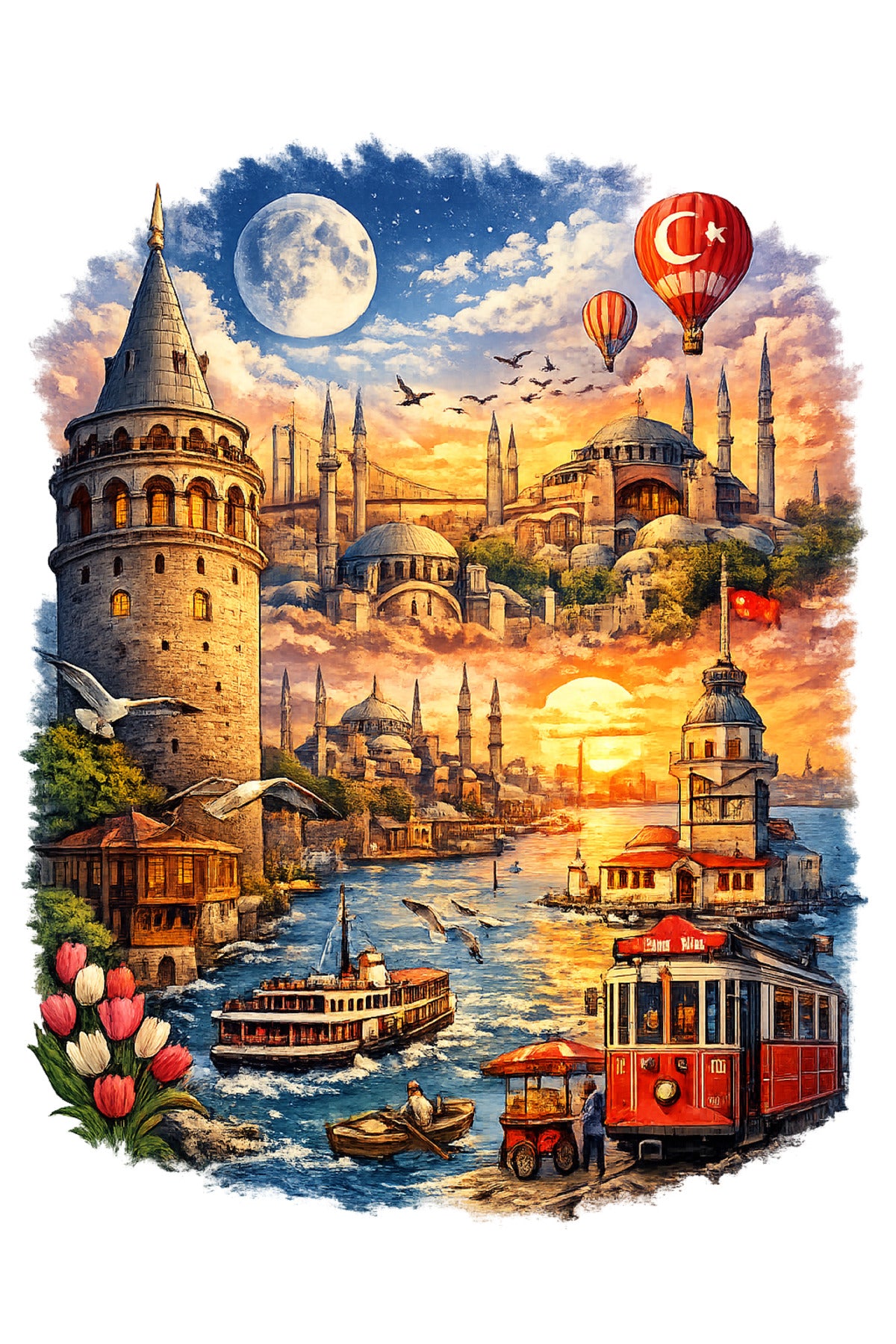 Büyük Beden Dijital Baskılı T-shirt