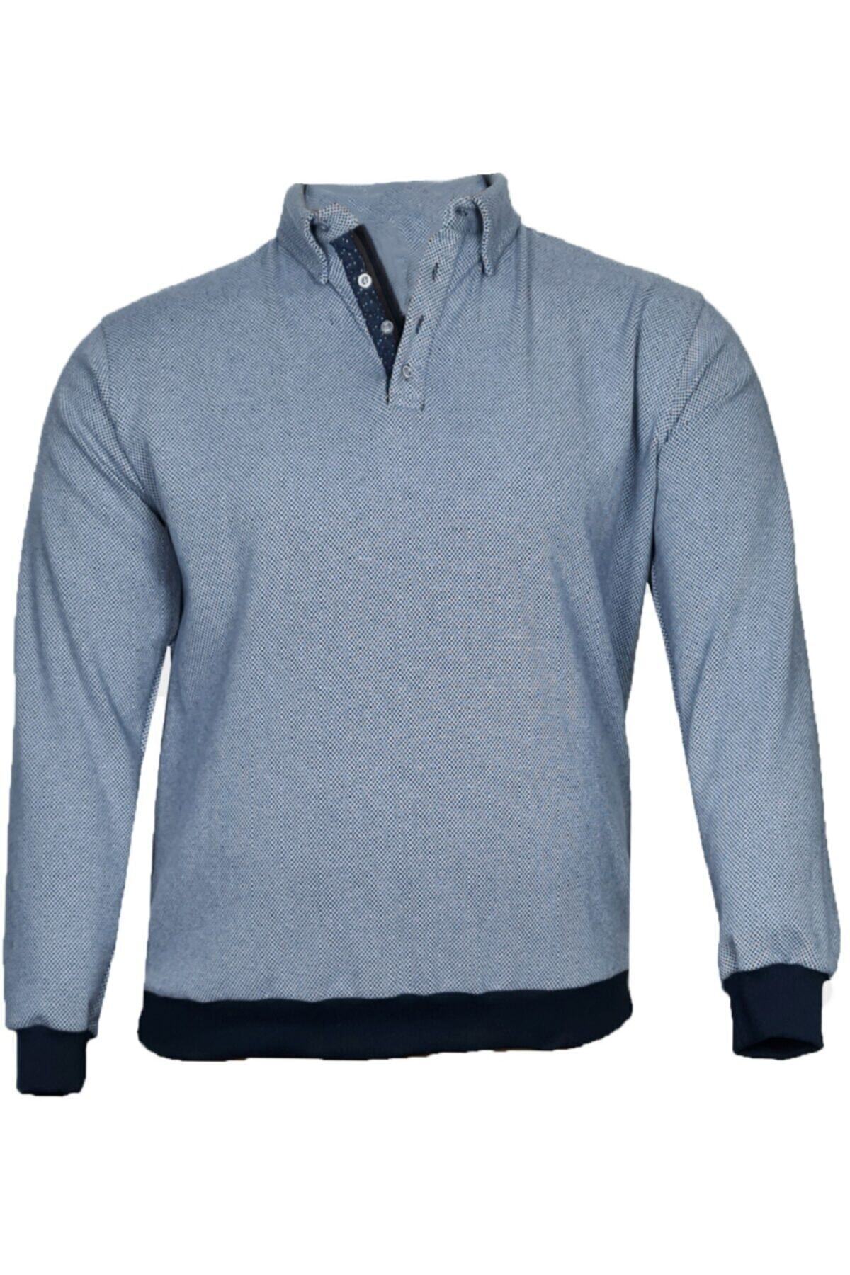 Büyük Beden Kışlık Polo Yaka Sweatshirt Bordo
