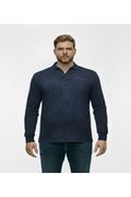 Büyük Beden Polo Yaka Uzun Kollu Kum Yıkamalı Sweatshirt