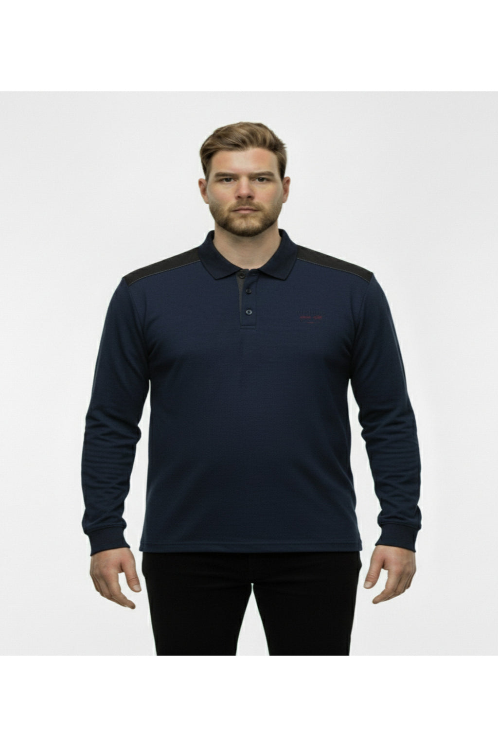 Büyük Beden Polo Yaka Uzun Kollu Sweatshirt
