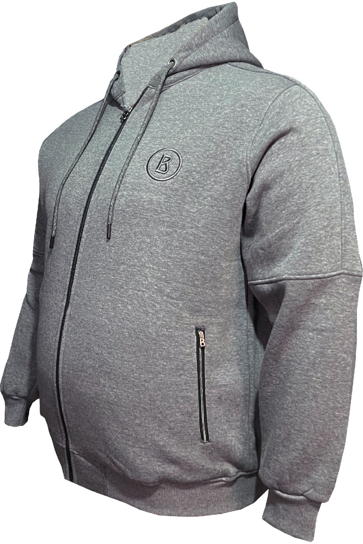 Büyük Beden Kapşonlu Fermuarlı Sweatshirt