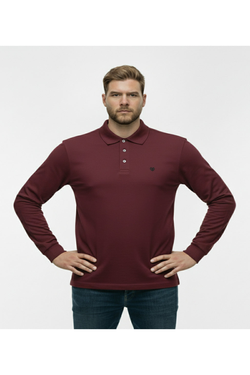 Büyük Beden Polo Yaka Yıkamalı Likralı Sweatshirt
