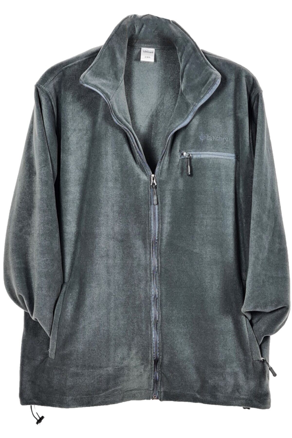 Büyük Beden Fermuarlı Polar Sweatshirt Bordo