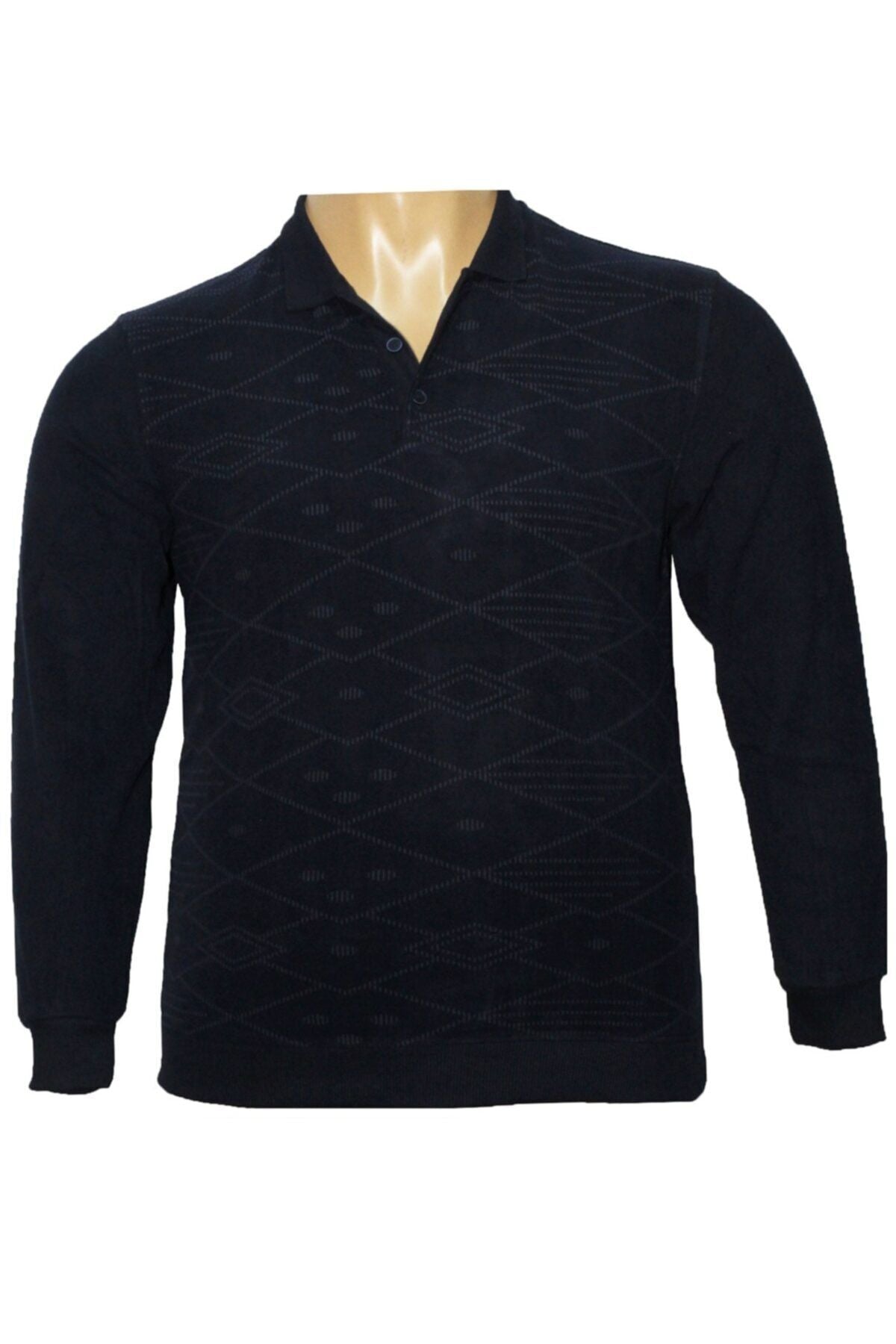 Erkek Yeşil  Büyük Beden Desenli Kalın Sweatshirt