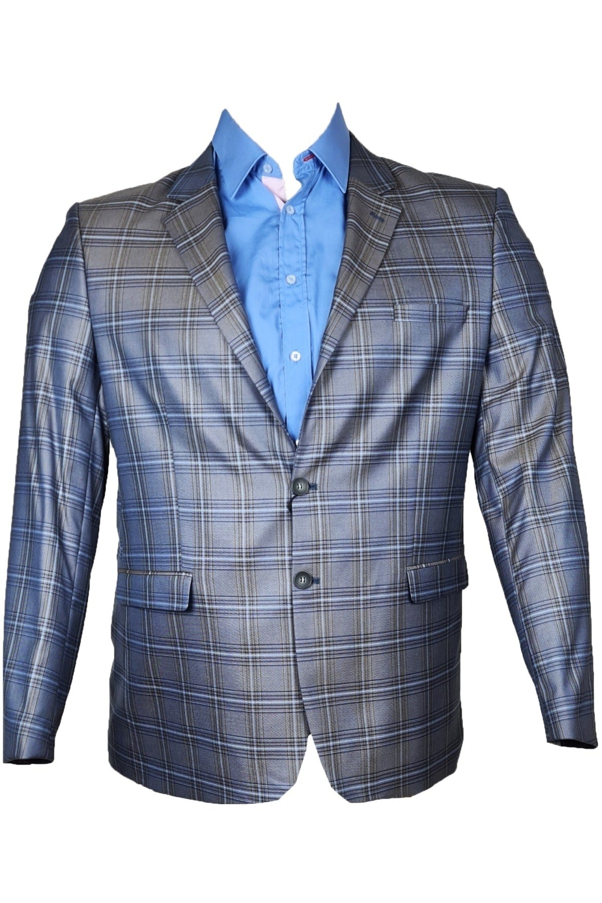 Büyük Beden Ekose Blazer Ceket/6 Drop