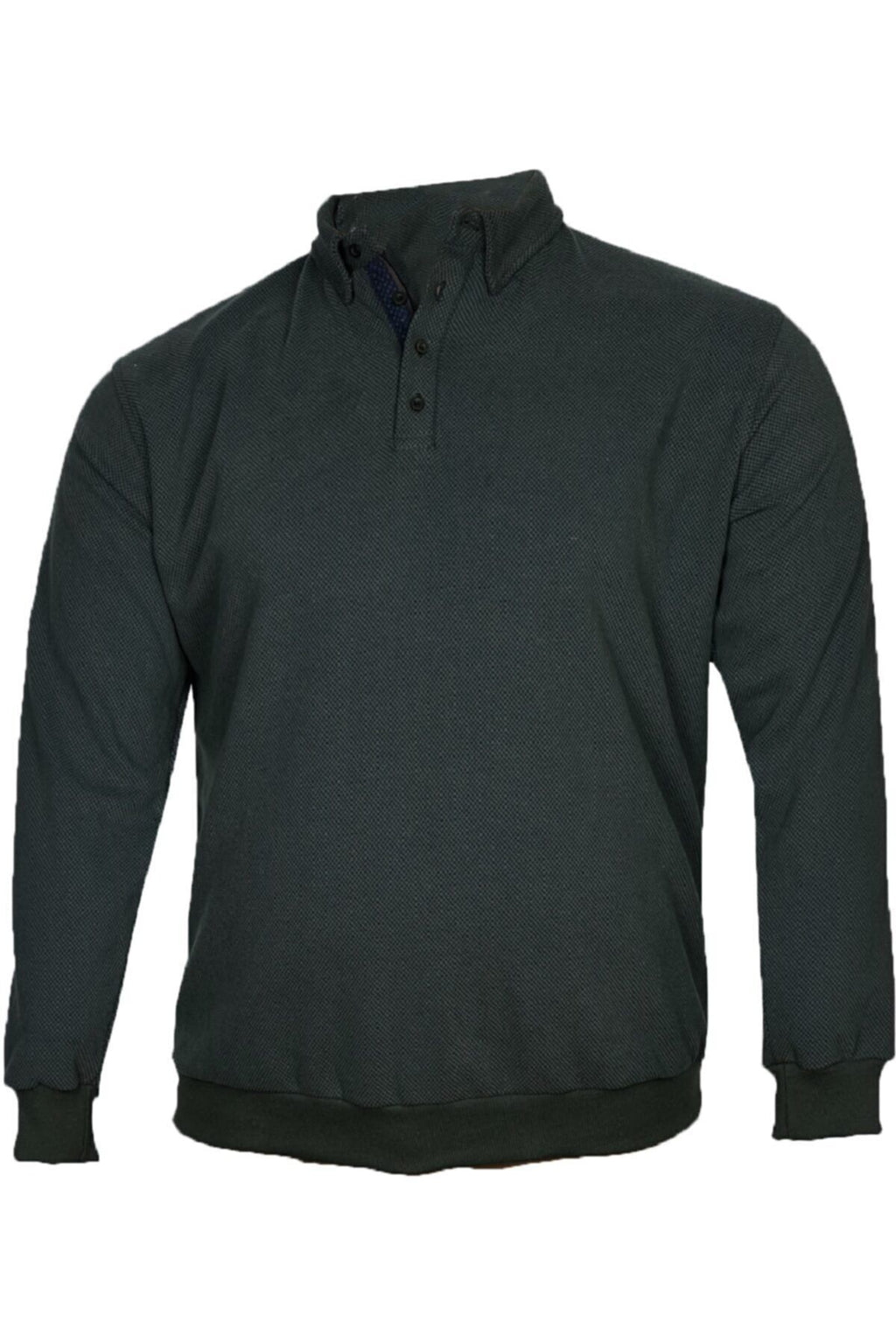 Büyük Beden Kışlık Polo Yaka Sweatshirt Kahverengi