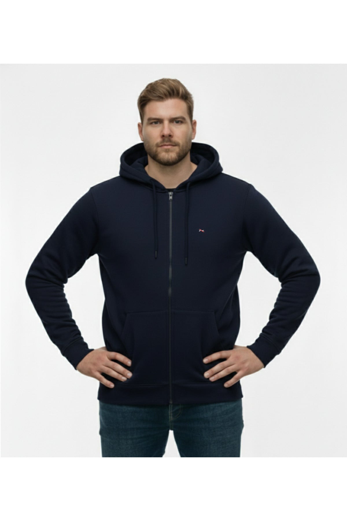 Büyük Beden Kapşonlu Fermuarlı Kışlık Sweatshirt