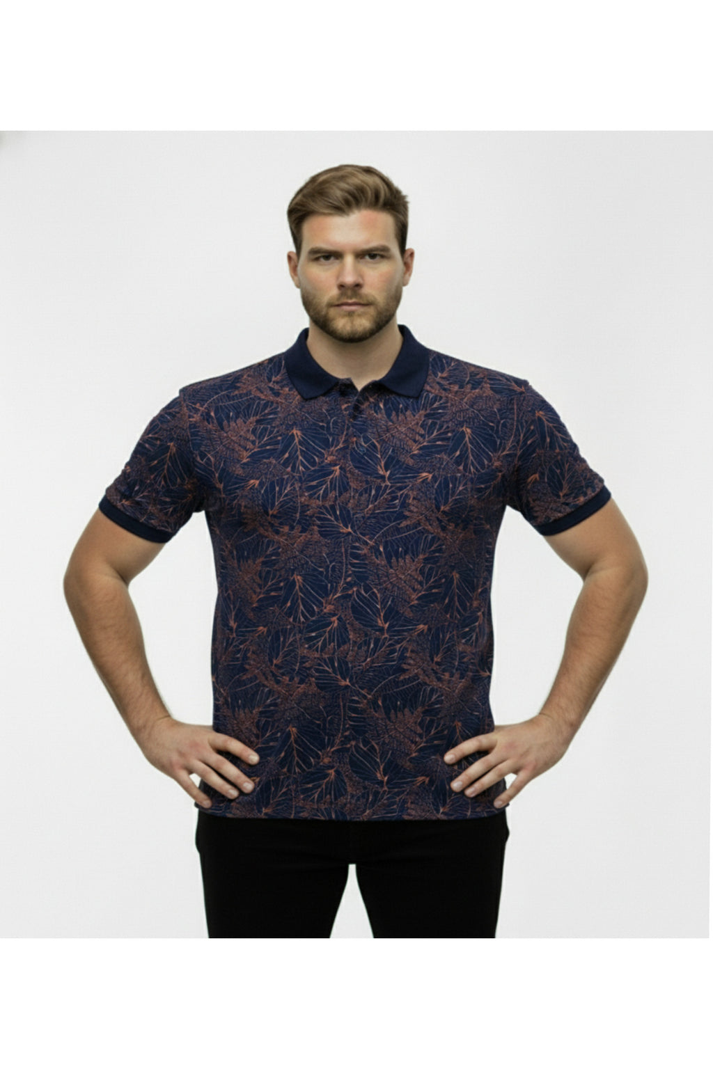 Büyük Beden Desenli Polo Yaka T-shirt