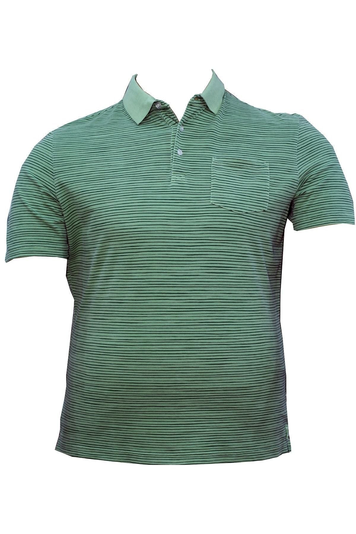 Büyük Beden Polo Yaka Çizgili T-shirt