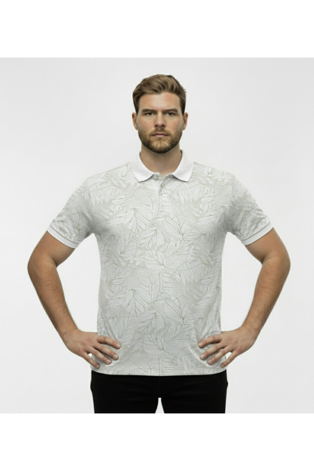 Büyük Beden Desenli Polo Yaka T-shirt