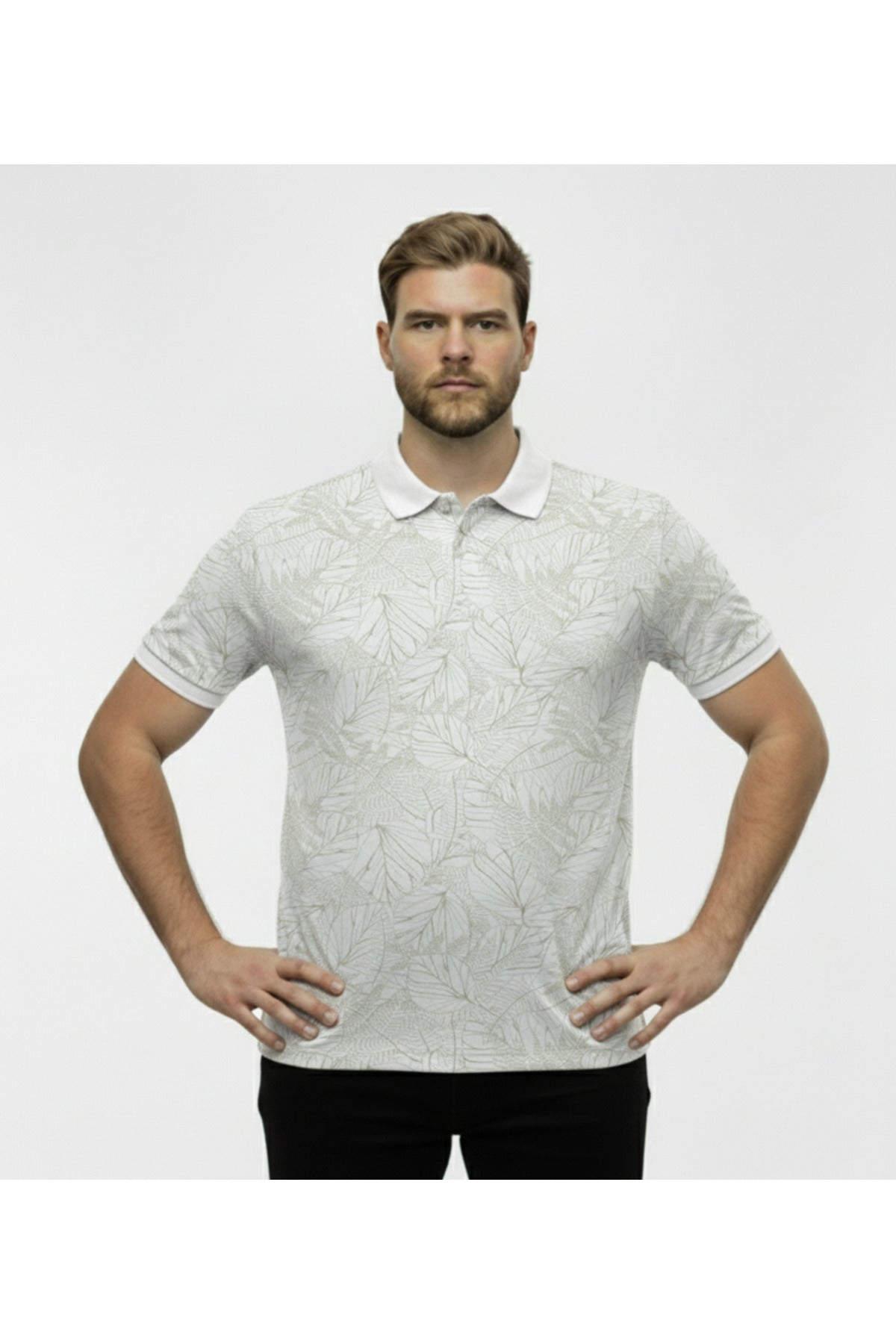 Büyük Beden Desenli Polo Yaka T-shirt