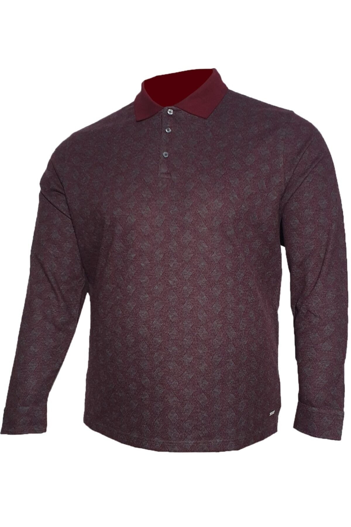 Erkek Bordo Büyük Beden Polo Yaka Mevsimlik Sweatshirt