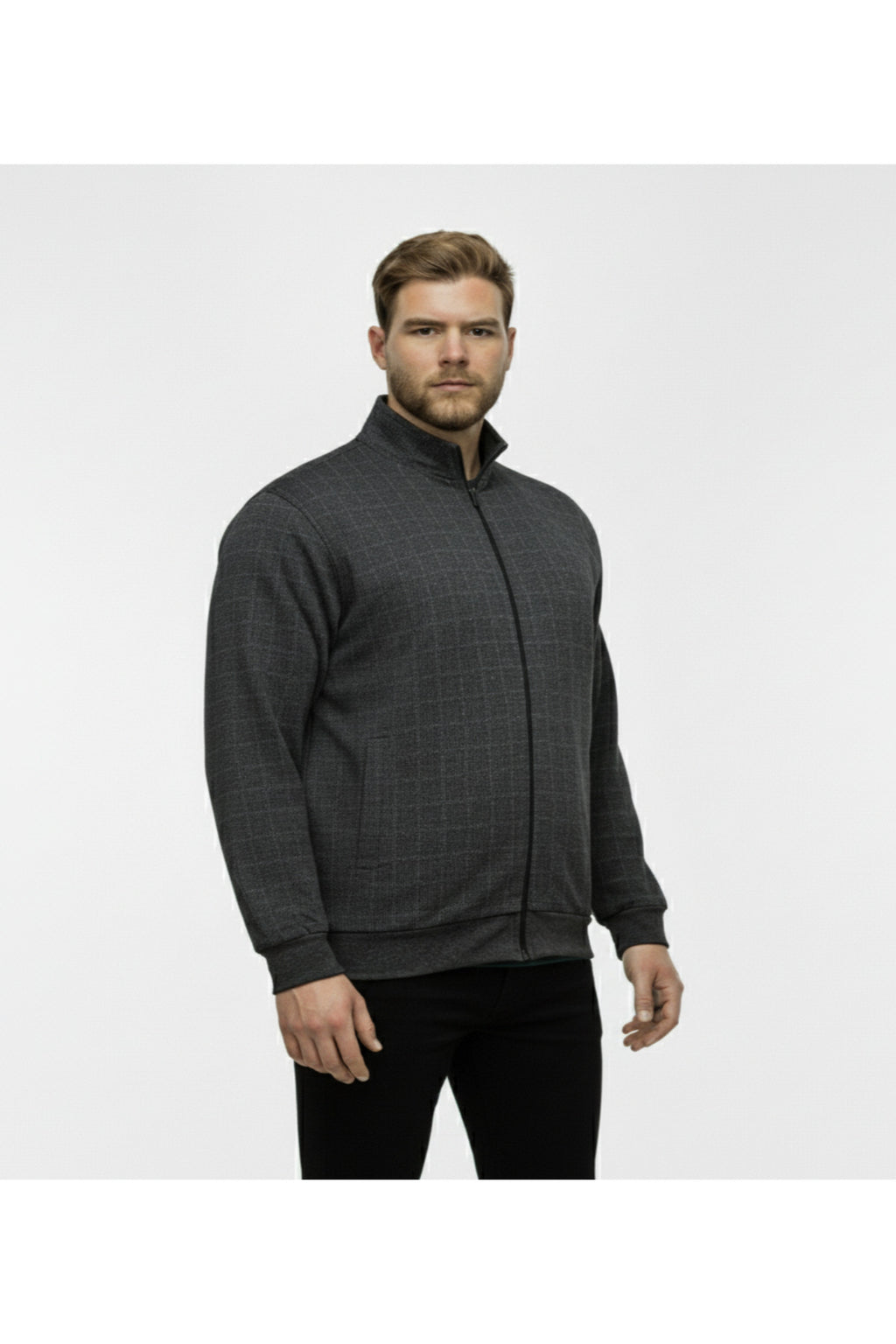 Büyük Beden Fermuarlı Uzun Kollu Sweatshirt