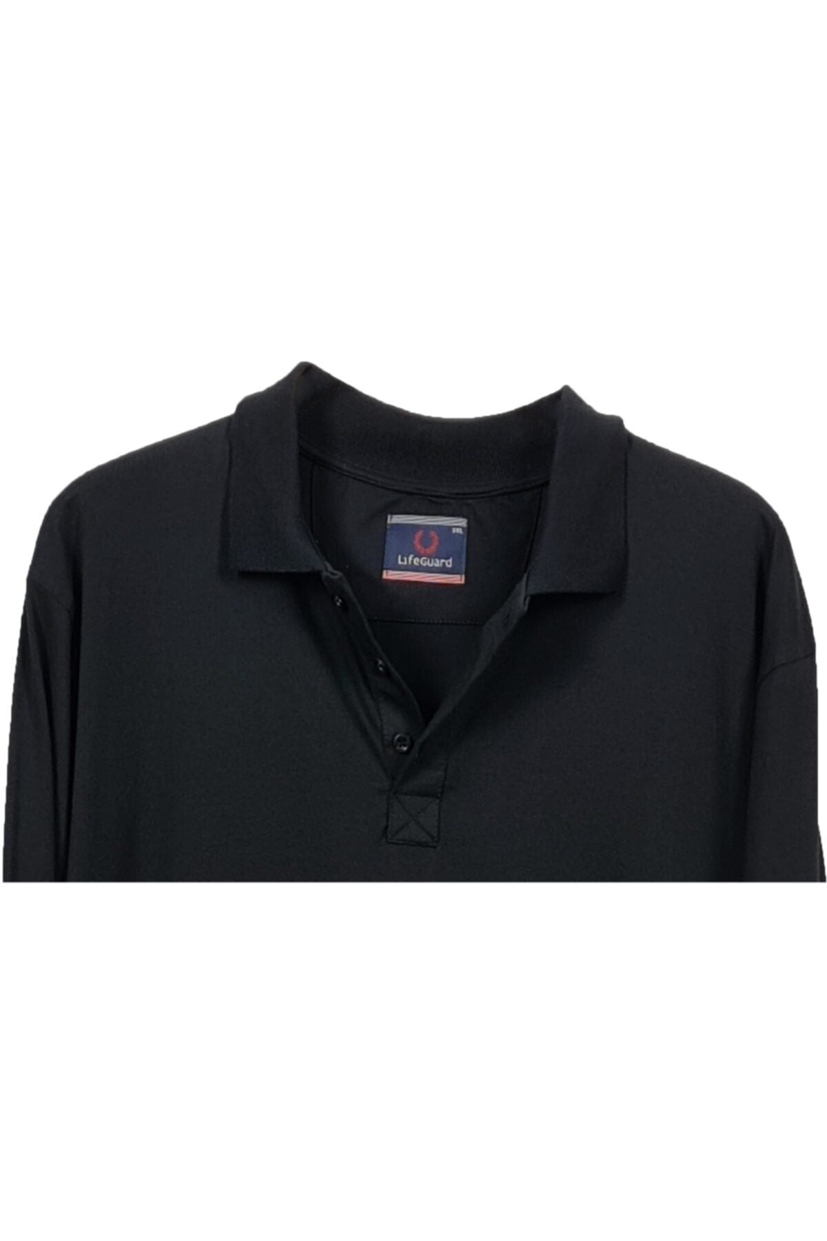 Büyük Beden Likralı Polo Yaka Sweatshirt Lacivert