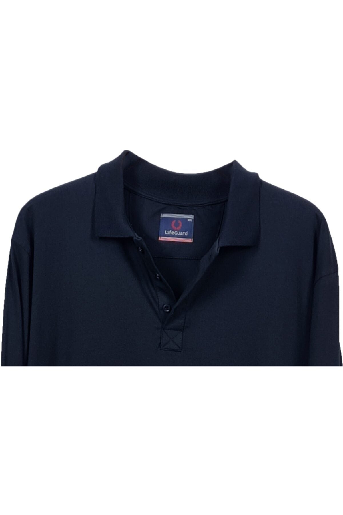 Büyük Beden Likralı Polo Yaka Sweatshirt Lacivert
