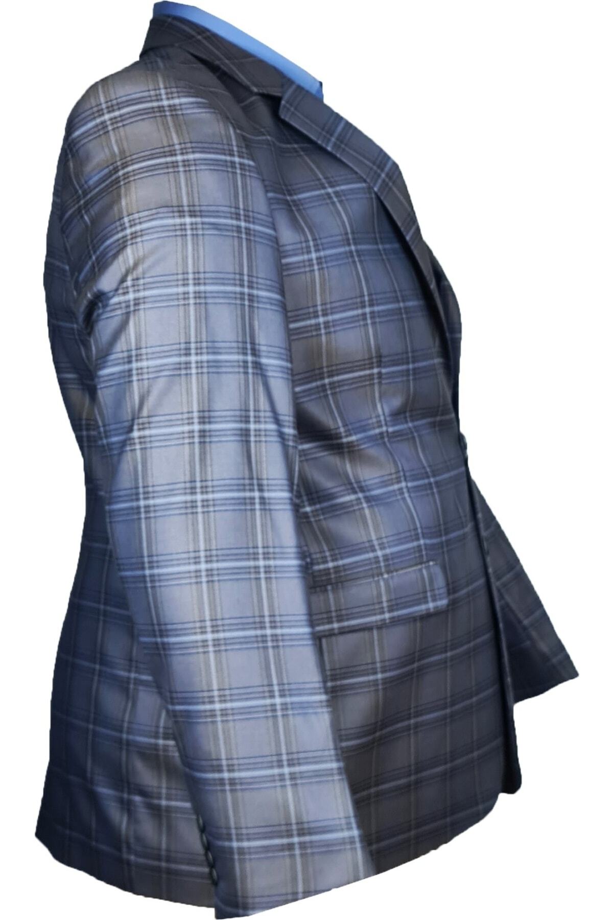 Büyük Beden Ekose Blazer Ceket/6 Drop