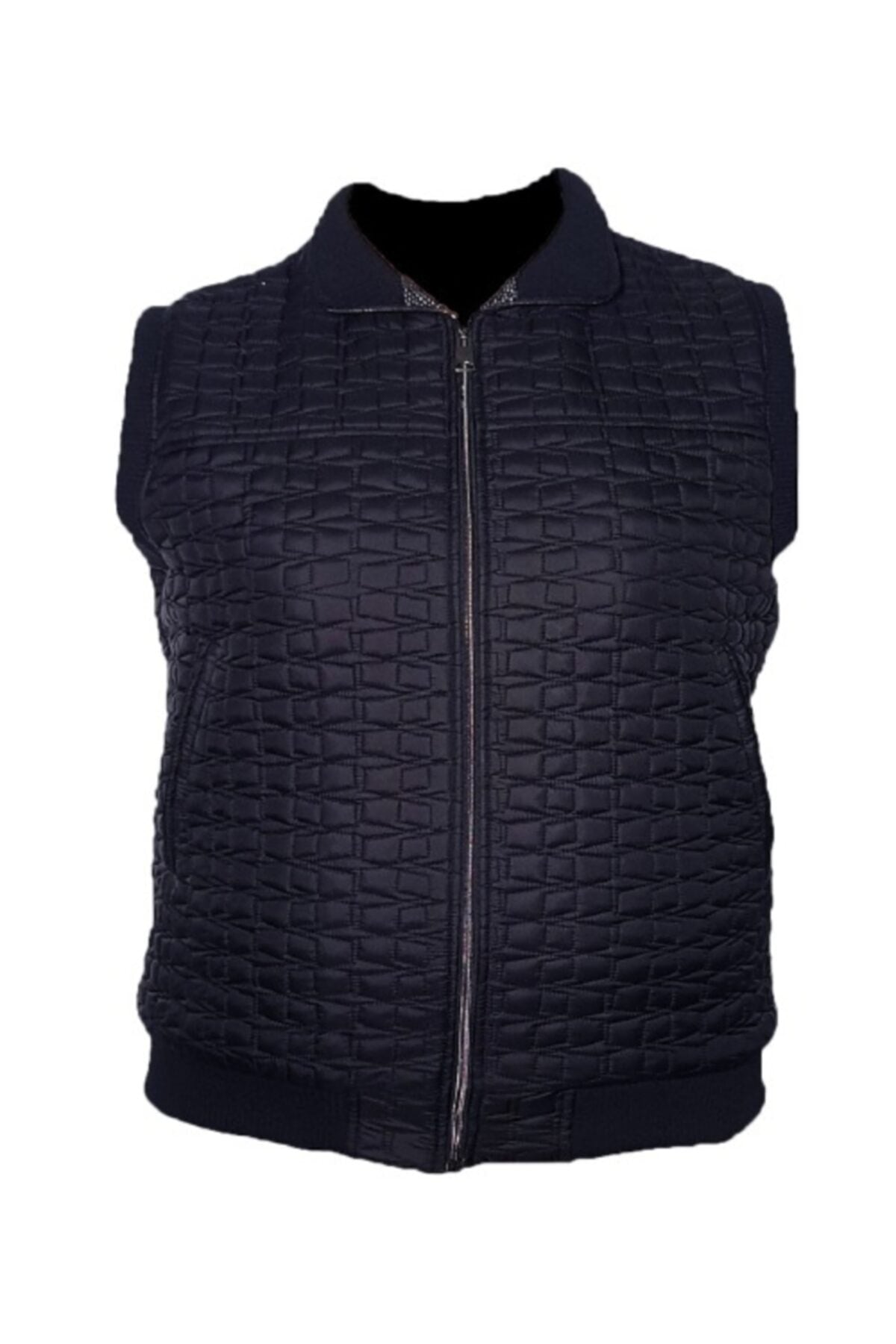 Büyük Beden Ribanalı Kapitoneli Kışlık Yelek