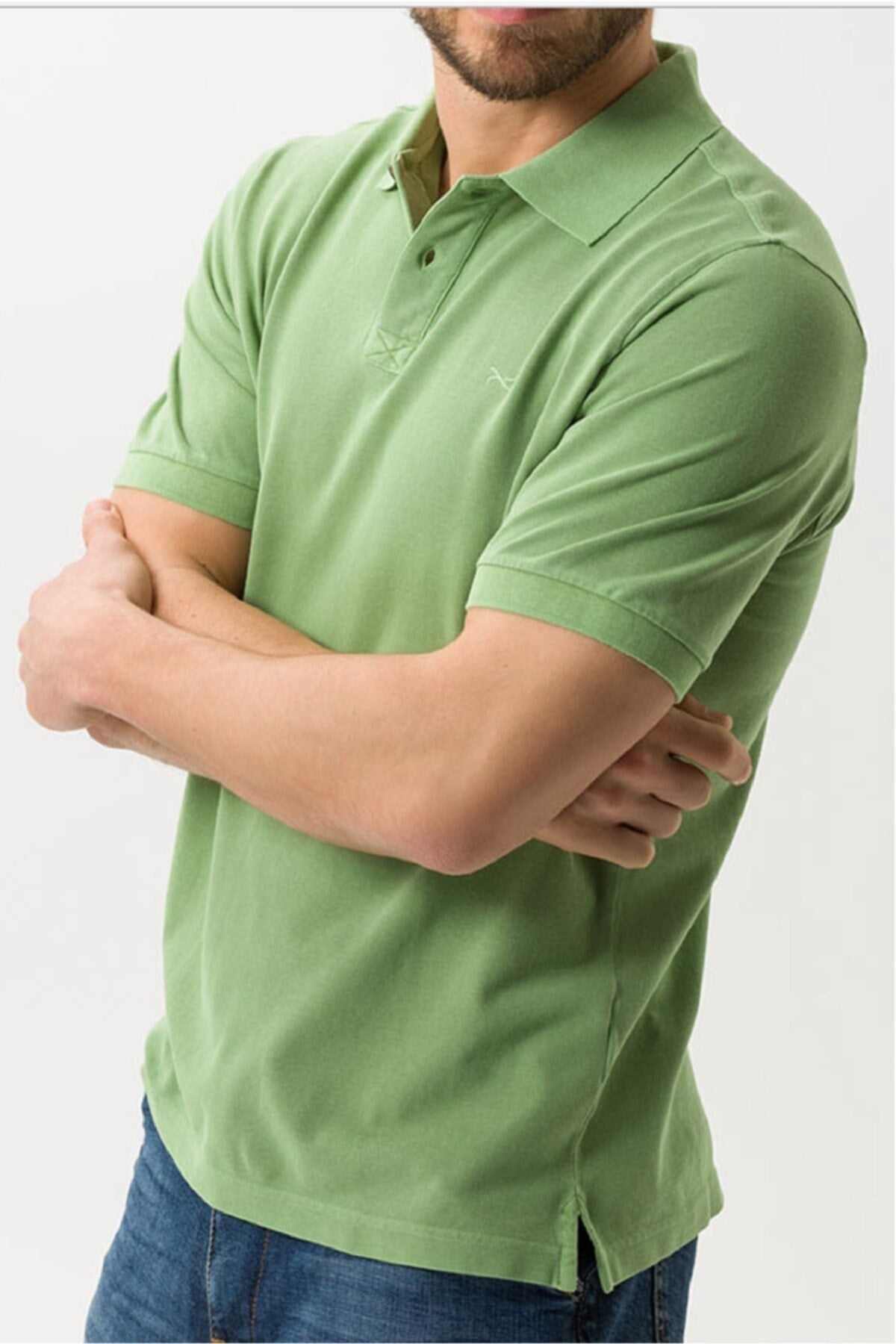 Erkek Yeşil Büyük Beden Polo Yaka T-shirt