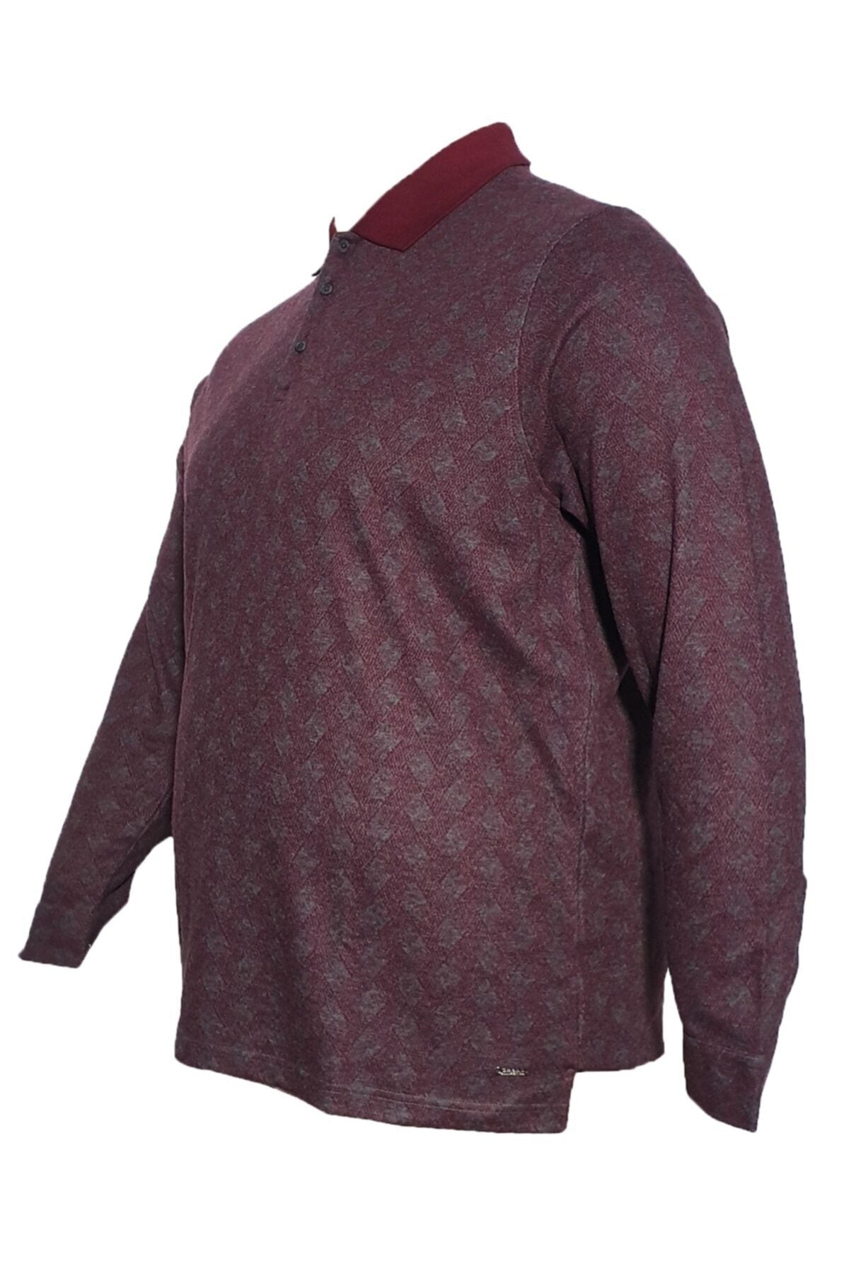 Erkek Bordo Büyük Beden Polo Yaka Mevsimlik Sweatshirt