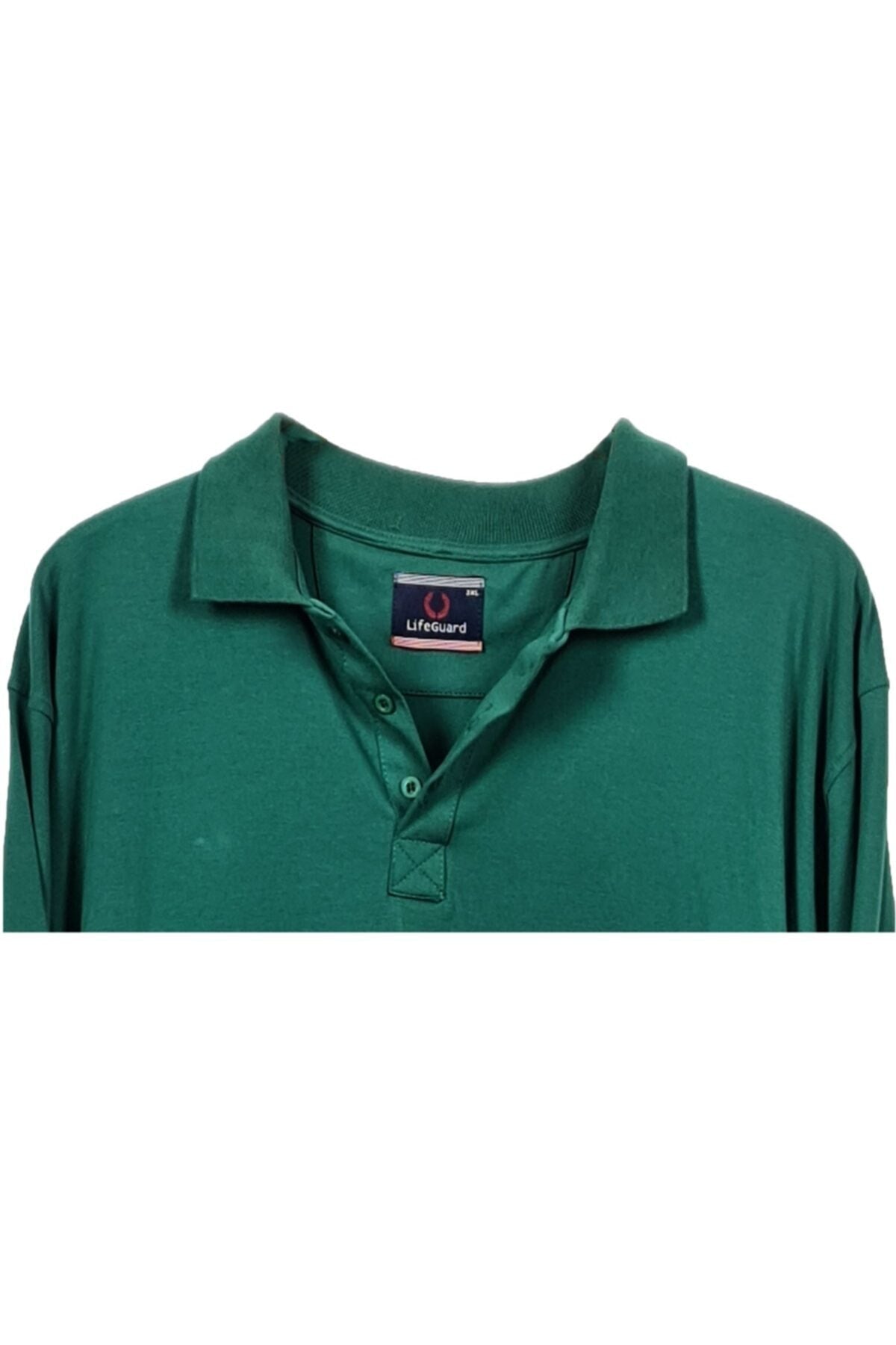 Büyük Beden Likralı Polo Yaka Sweatshirt Lacivert